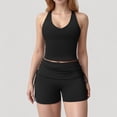 thumbnail image 4 of Women's V-Neck Cropped Tank Top with Racer-Inspired Straps and Smooth Contour Fit for Activewear - Small, Black, 4 of 7