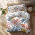 thumbnail image 2 of Summer Ocean Full Size Comforter Set, Coral Blue Yellow Orange Nautical Coastal Bedding for All Seasons, 4 Pcs Bed Set, 1Quiltcover (86"x86") ,1Sheet(80"x116"), 2Pillowcases (30"x20"), 2 of 9