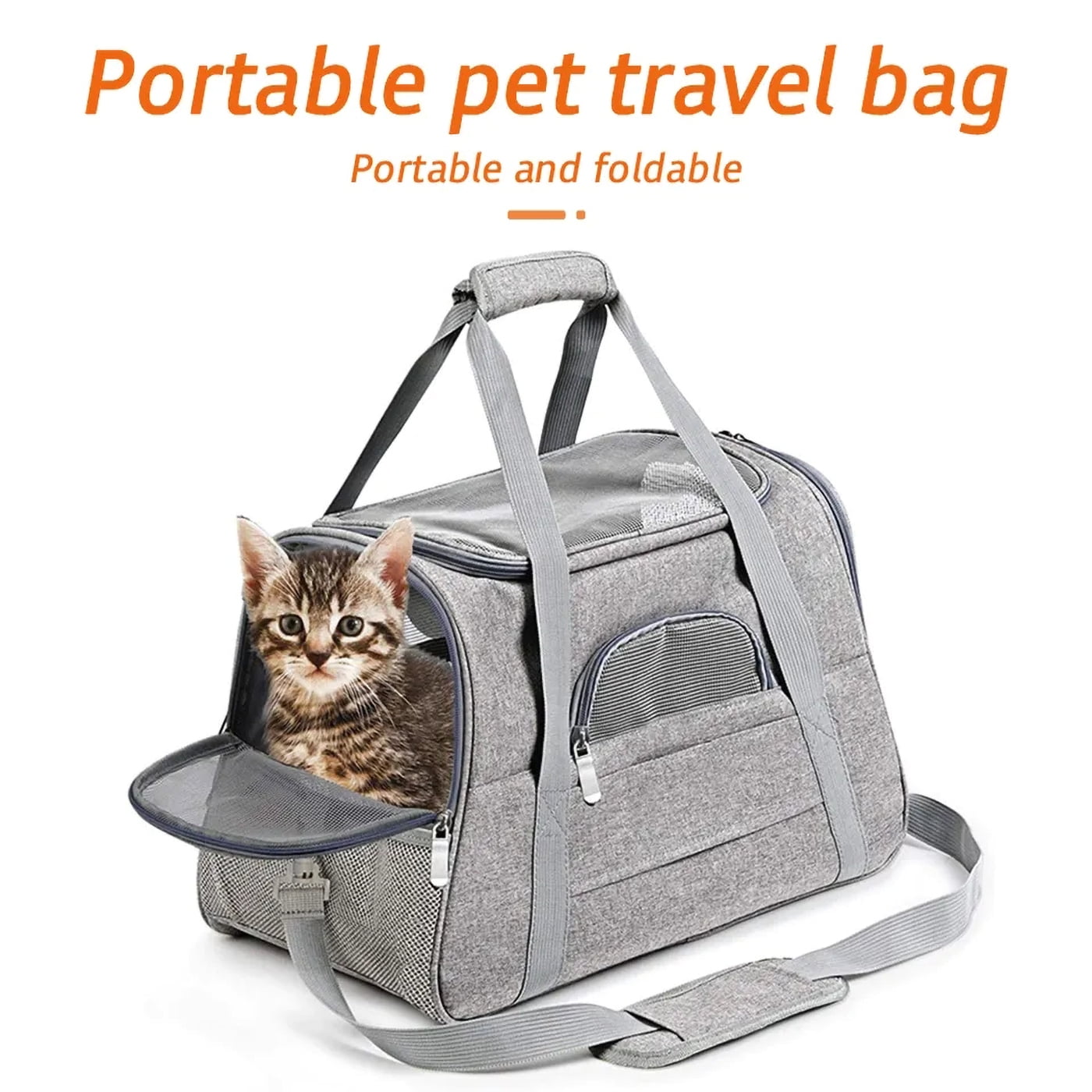 Cat, Dog Carrier for Small Medium Cats Puppies up to 15 Lbs, Soft Sided, Collapsible Travel Puppy Carrier - Black