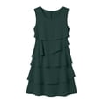 thumbnail image 4 of ClodeEU Women's Round Neck Sleeveless Chiffon Tiered Mini Dress,Casual Flowy Layered Dress Green,Women's Plus S, 4 of 8