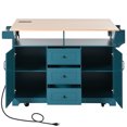 thumbnail image 2 of 55.7'' Kitchen Island with 2 Drop Leaf for 4-6 Seating, Rolling Kitchen Cart on 5 Wheels with Power Outlet, Folding Dining Table with Spice & Towel Rack, 3 Drawers, for Kitchen,Green, 2 of 18