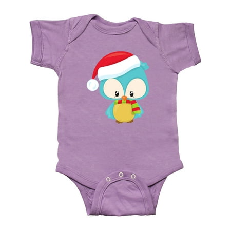 

Inktastic Christmas Owl Owl With Santa Hat And Scarf Gift Baby Boy or Baby Girl Bodysuit