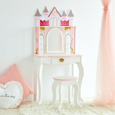 Teamson Kids - Dreamland Castle Play Vanity Set, White/Pink