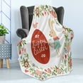 thumbnail image 4 of Easter Soft Flannel Fleece Blanket, Pastel Happy Easter Lettering on Egg Cartoon Bunny Blossoming Floral Frame Print, Cozy Plush for Indoor and Outdoor Use, 70" x 90", Red and Coral, by Ambesonne, 4 of 5