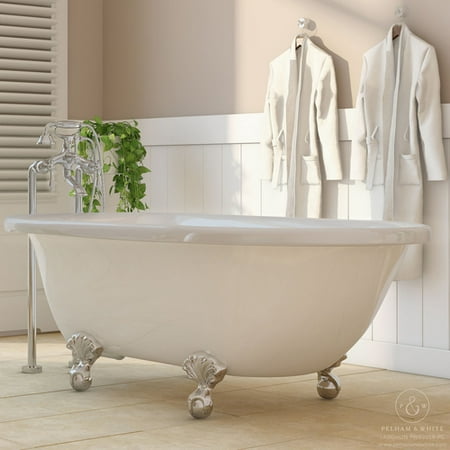 Pelham White Luxury 60 Inch Clawfoot Tub With Vintage Design In Includes Polished Chrome Ball And Claw Feet Drain From The Laughlin Pelham White Luxury 60 Inch Clawfoot Tub With Vintage Design In Includes Polished Chrome Ball And Claw Feet Drain From The Laughlin