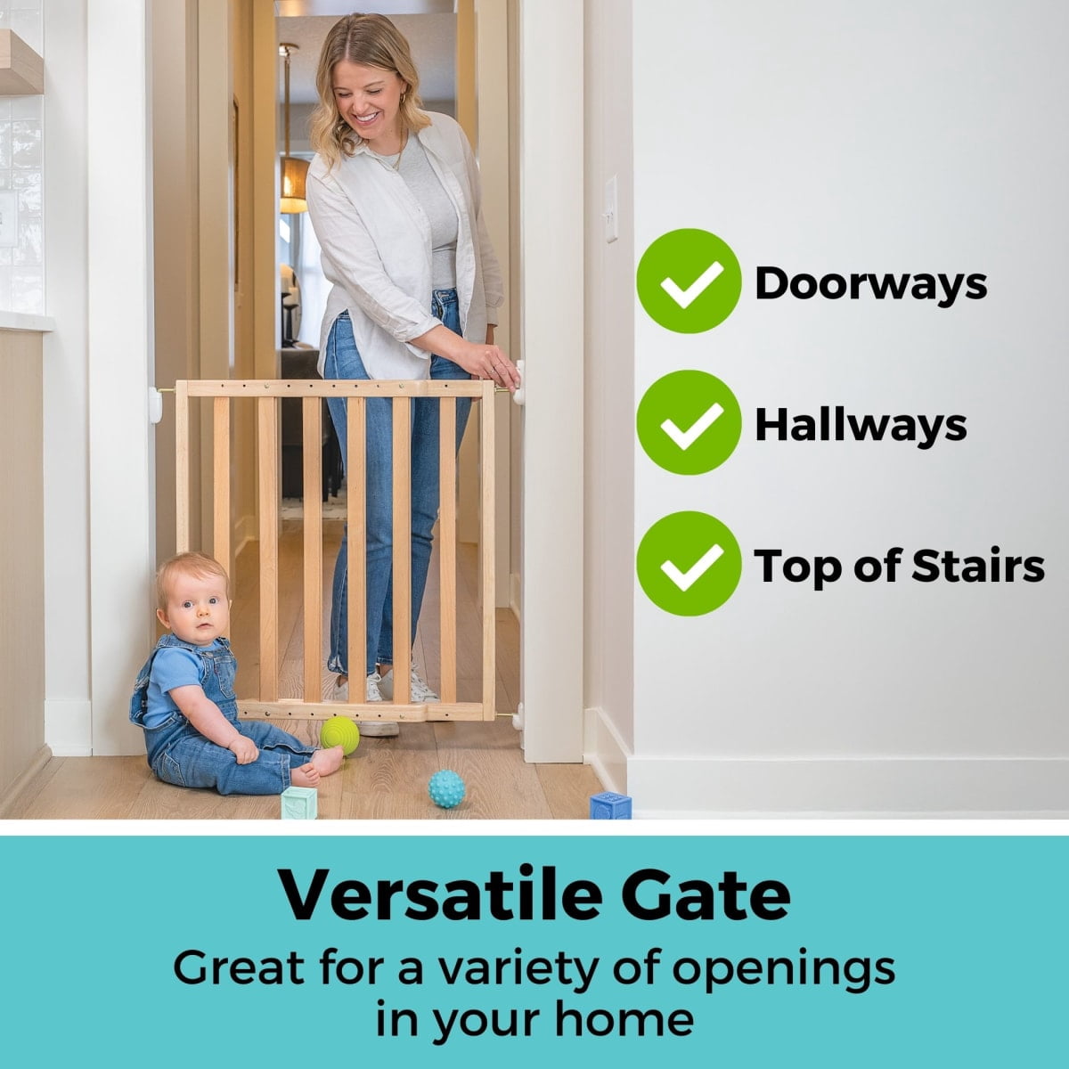 Toddleroo by North States LuxeCraft Wooden Baby Gate, Beechwood