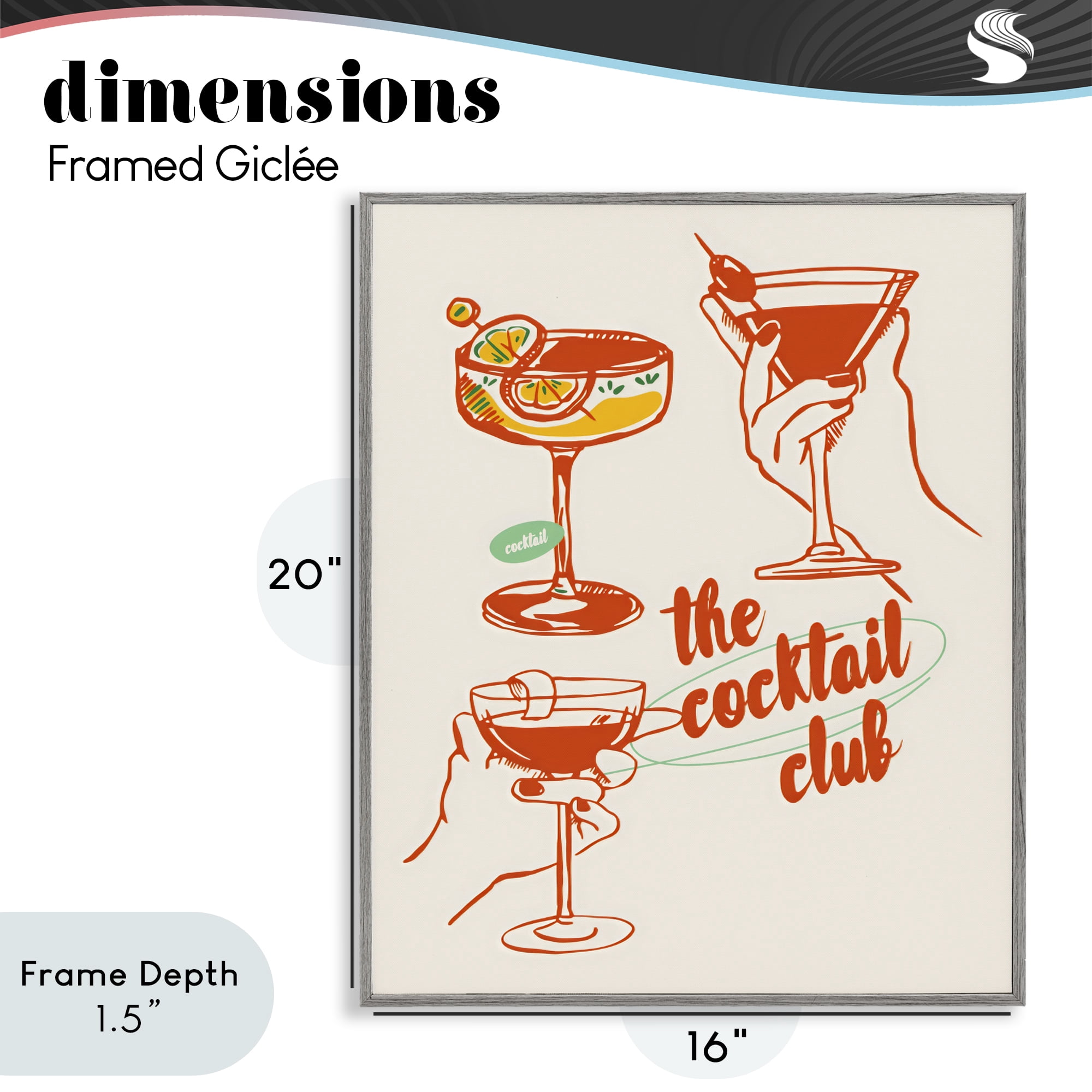 Stupell Industries Cocktail Club Toasting Glasses Gray Framed Giclee Art, design by The Prints Vibe