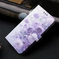 thumbnail image 6 of Compatible with iPhone 15 Plus Wallet Case for Women Girls, Garden Flower Pattern Design PU Leather Flip Cover with Card Holder Kickstand Wrist Strap Protective Phone Case, Purple Flower, 6 of 9