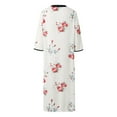 thumbnail image 4 of asddcavvf Chemises de Nuit pour Femmes Robe à Fermeture Éclair devant Manches 3/4 Robe de Maison Longueur Mi-Mollet Décontractée, 4 of 6