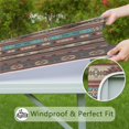 thumbnail image 6 of Brown Geometric Triangle Diamond Pattern Square Fitted Tablecloth with Elastic Edge,Square Table Cover,Washable Elastic Table Cover for Home Kitchen Party Decor 34"x34", 6 of 6