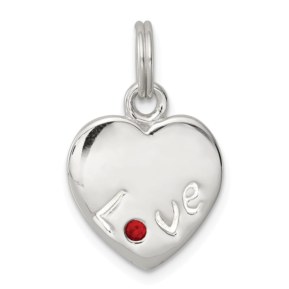 Sterling Silver Siam Stellux Crystal Love Heart Charm Pendant 