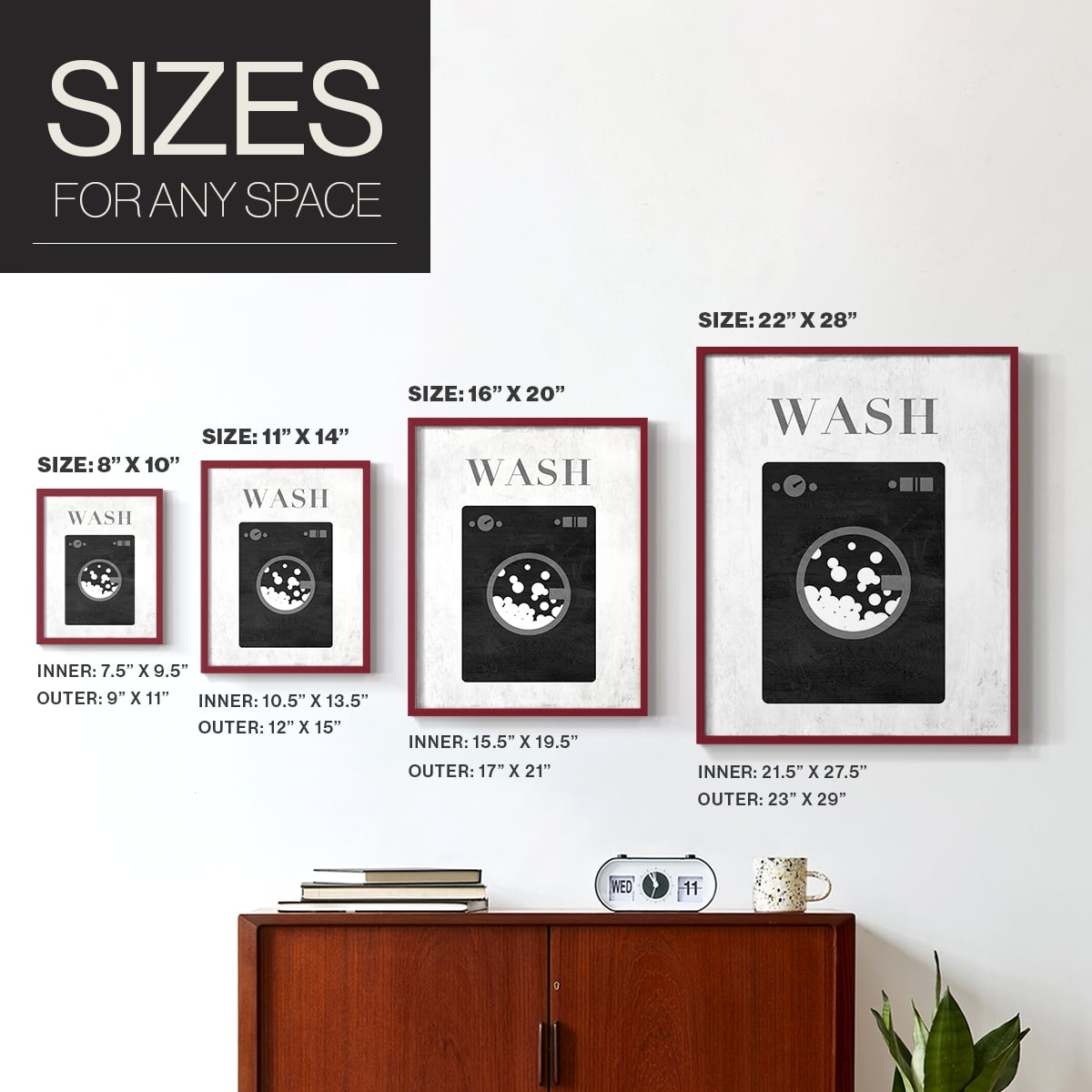 Wash Framed Print in Red Solid Wood 8 x 10 Framed Print