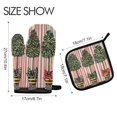 thumbnail image 2 of Yayeee Oven Mitts and Pot Holder Set of 4 Heat Resistant Kitchen Gloves Baking Hot Pad, Stripes Trees, 2 of 5