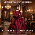 thumbnail image 2 of QATAINLAV Princess Dress for Women Elegant Flare Sleeve Party Dress Court Retro Renaissance Victorian Maxi Dresses Halloween Cosplay Costume Red XL, 2 of 7