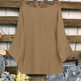 thumbnail image 5 of Fewfanhot Plus Size Clothes for Women 3/4 Length Sleeve Womens Tops Dressy Casual Blouses Boat Neck Batwing Babydoll Top, 5 of 9