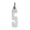 thumbnail image 1 of Sterling Silver Rhodium-plated Small Elongated Polished Number 5 Charm QES05 (20mm x 4mm), 1 of 2
