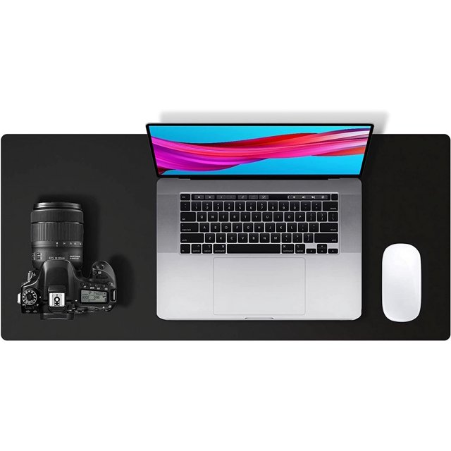 Leather Desk Pad Protector,Mouse Pad,Office Desk Mat, Non-Slip PU Leather Desk Blotter,Laptop Desk Pad,Waterproof Desk Writing Pad for Office and Home (Gray,31.5" x 15.7")Black23.6" x 11.7"