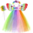 thumbnail image 3 of Vestido de tutú de hada arcoíris para niñas con juego de alas, vestido de princesa para fiesta de cumpleaños de niños, vestido de baile, disfraz de hada de Halloween para bebés y niños, 3 of 5