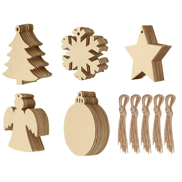 50 Pcs Wooden Christmas Ornaments Unfinished, Wood Slices for
