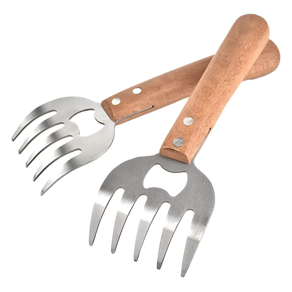 BPPEG Stainless Steel Meat Shredder Claws with Long Wooden Handles for Pulled Pork，Turkey，Chicken-Bbq Tools for Shredding，Pulling，Handling，And Serving for Shredding Handing Carving Food