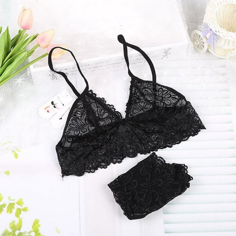 Women Sexy Lingerie Babydoll Sleepwear Underwear Lace Dress Bra Panty Set  Hot Black M 