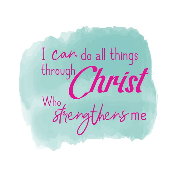 I Can Do All Things Through Christ Religious Bible Verse Watercolor Wall Design Wall Art Sticker Designs Vinyl Stickers For Home House Walls Rooms Windows Bedroom Decoration Size (12x12 inch)