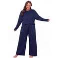 thumbnail image 2 of MINTREUS Plus Size Lounge Sets for Women Long Sleeve Tops and Long Pants Soft Comfy Pajamas Set Oversized 2 Piece Outfits 1X-5X, 2 of 9