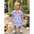 thumbnail image 5 of Yuemengxuan Toddler Girl Back to School Dress Letter Apple Short Sleeve Round Neck Striped Dress, 5 of 9