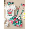 thumbnail image 2 of Coduop Newborn Baby Girls Jumpsuit Short Sleeve Bodysuit and Fruit Suspender Skirt Outfit Set, 2 of 9
