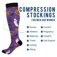 thumbnail image 2 of FORMRS Womens Knee High Socks Casual Long Thick Travel Daily Wear, 1 Pair, Purple Halloween Ghost Pattern, 2 of 6