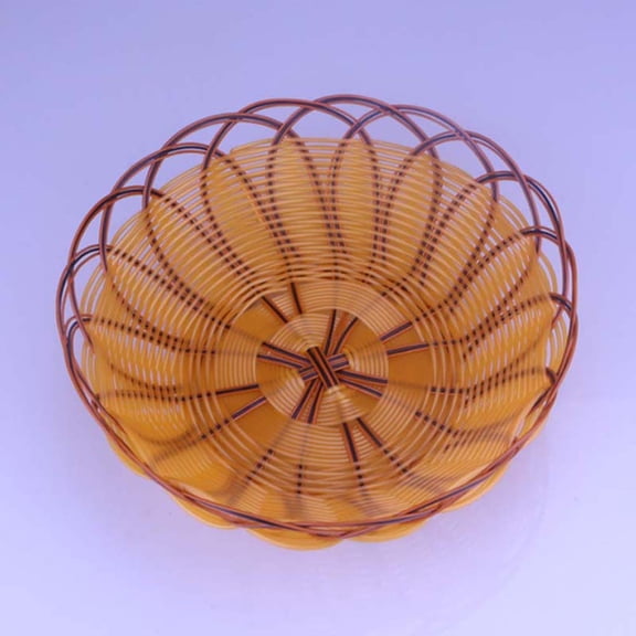 OULII 1Pc Woven Basket in Khaki Simulation Rattan for Home Bread and Snack Storage