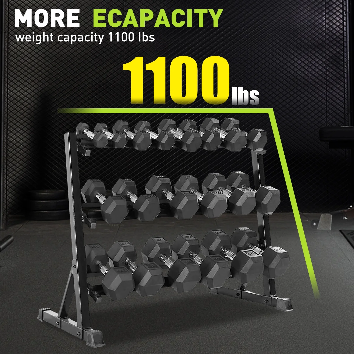 3-Tier Heavy Duty Dumbbell Rack | 1000 LB Weight Capacity - Commercial Grade Storage Stand for Adjustable Dumbbells, Space-Saving Organizer for Home, Garage & Commercial Gyms