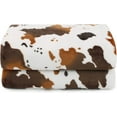 thumbnail image 6 of Cow Print Blanket Soft Warm Twin Blankets and Throws Bedding Fleece Blanket Lightweight Fuzzy Couch Sofa Throw Blanket Brown Bed Blanket Gift Adults Mom Dad Couples Dog Pet Travel Camping 60x80 inch, 6 of 6
