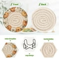 thumbnail image 5 of 6 Pcs Drink Coasters with Holder 3.94in Woven Coasters for Drinks Pumpkin Wreath Pattern Coaster Set for Protection Table, 5 of 7