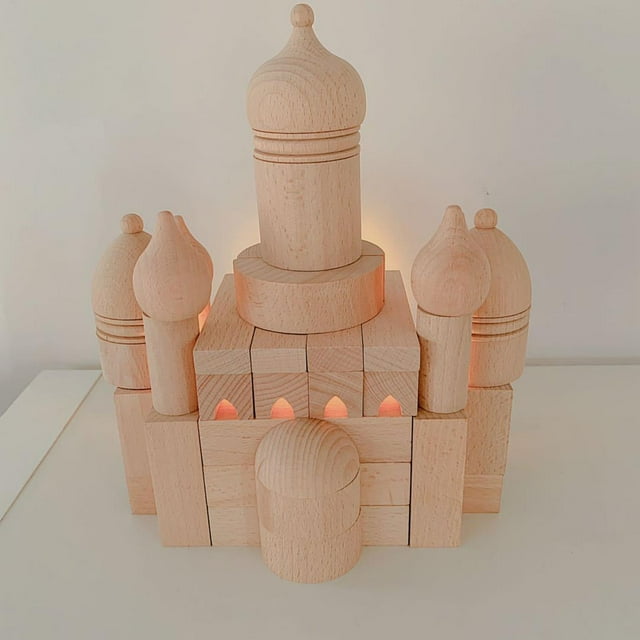 de 55 piezas de bloques de construcción de castillo, ladrillos apiladores, juguetes de construcción, juguetes educativos para en edad Yotijar bloques de cubo de madera