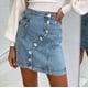 thumbnail image 5 of Falda de mezclilla para mujer con cintura elástica y bolsillo de falda sólida informal a la moda para mujer Wmkox8yi FGJ2166, 5 of 9