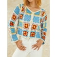 thumbnail image 3 of Fortune Cardigan en Tricot pour Femmes Pull Transparent Imprimé Coloré Rétro Ajusté Tricoté, 3 of 9