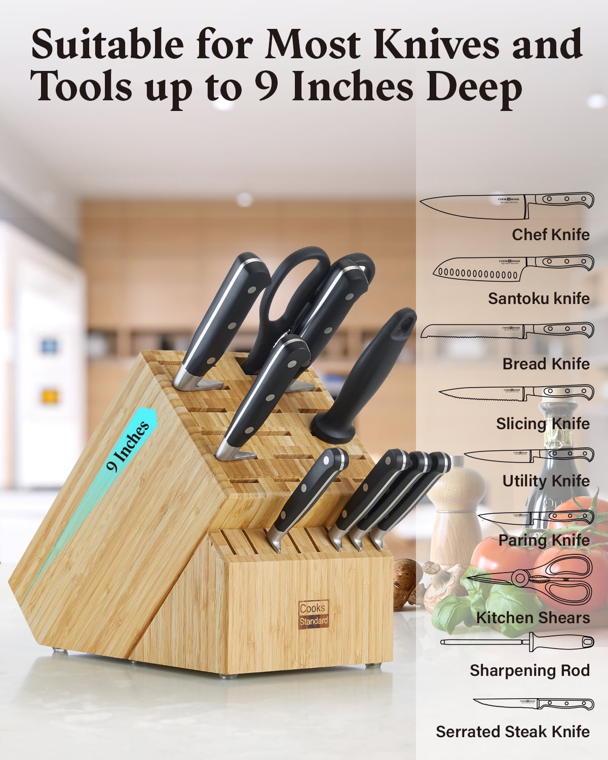  5.5“ Steak Knife Block Holder without Knives with 8