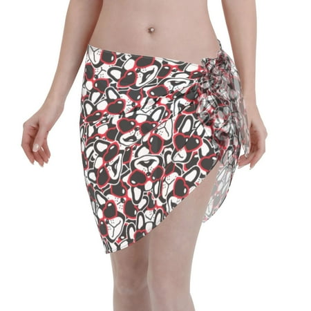 Disketp French Bulldog1 Women Swimsuit Cover Up Short Chiffon Summer Beach Sarong Bikini Wrap Skirt Bathing Suit