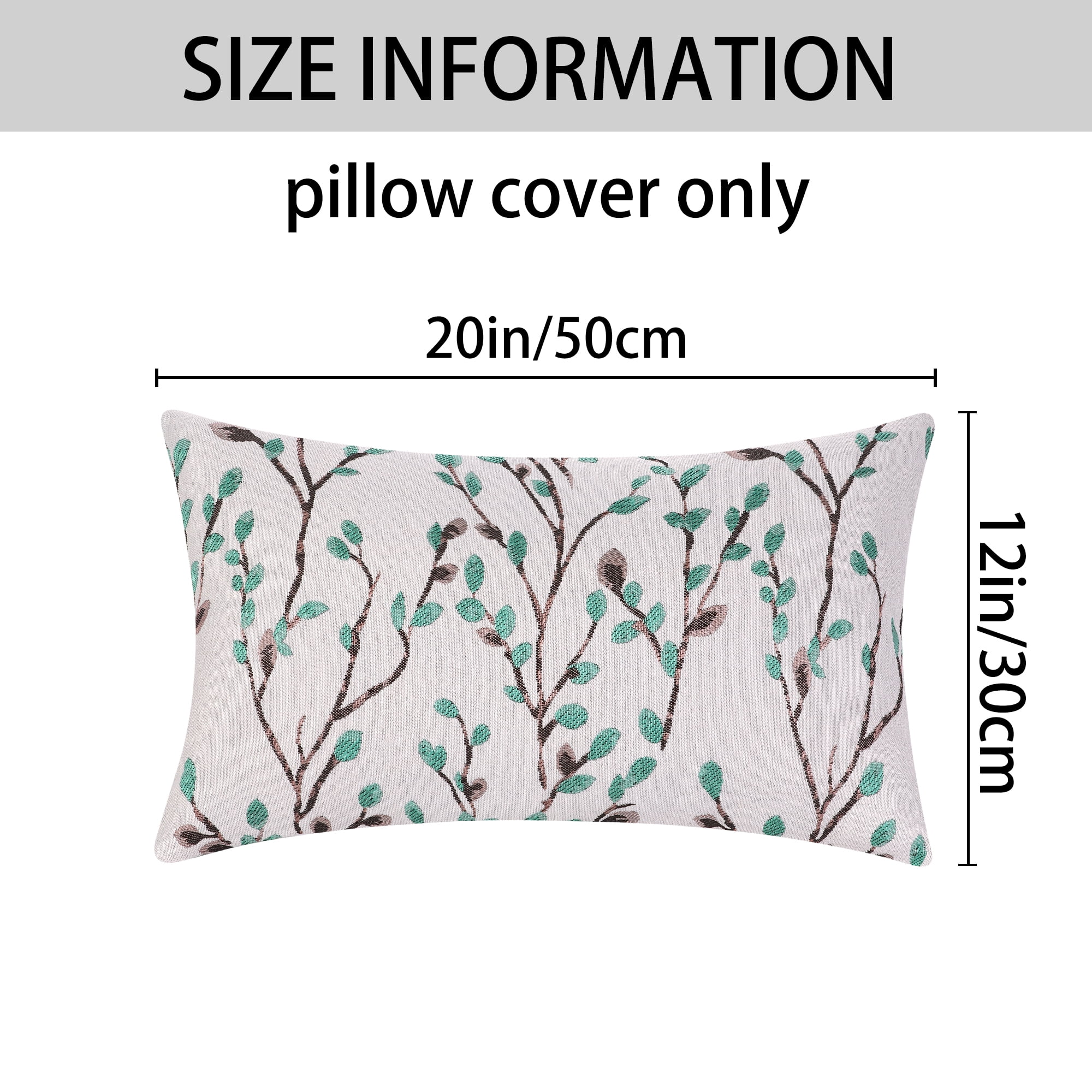 Unique Bargains Floral Pattern Decoration Throw Pillow Cover for Outdoor Indoor (2 Count) Green Flower 12" x 20"