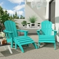 thumbnail image 3 of Polytrends  Laguna Hdpe All Weather Outdoor Patio Foldable Adirondack Chairs With Ottomans (5-Piece Set) Turquoise, 3 of 5