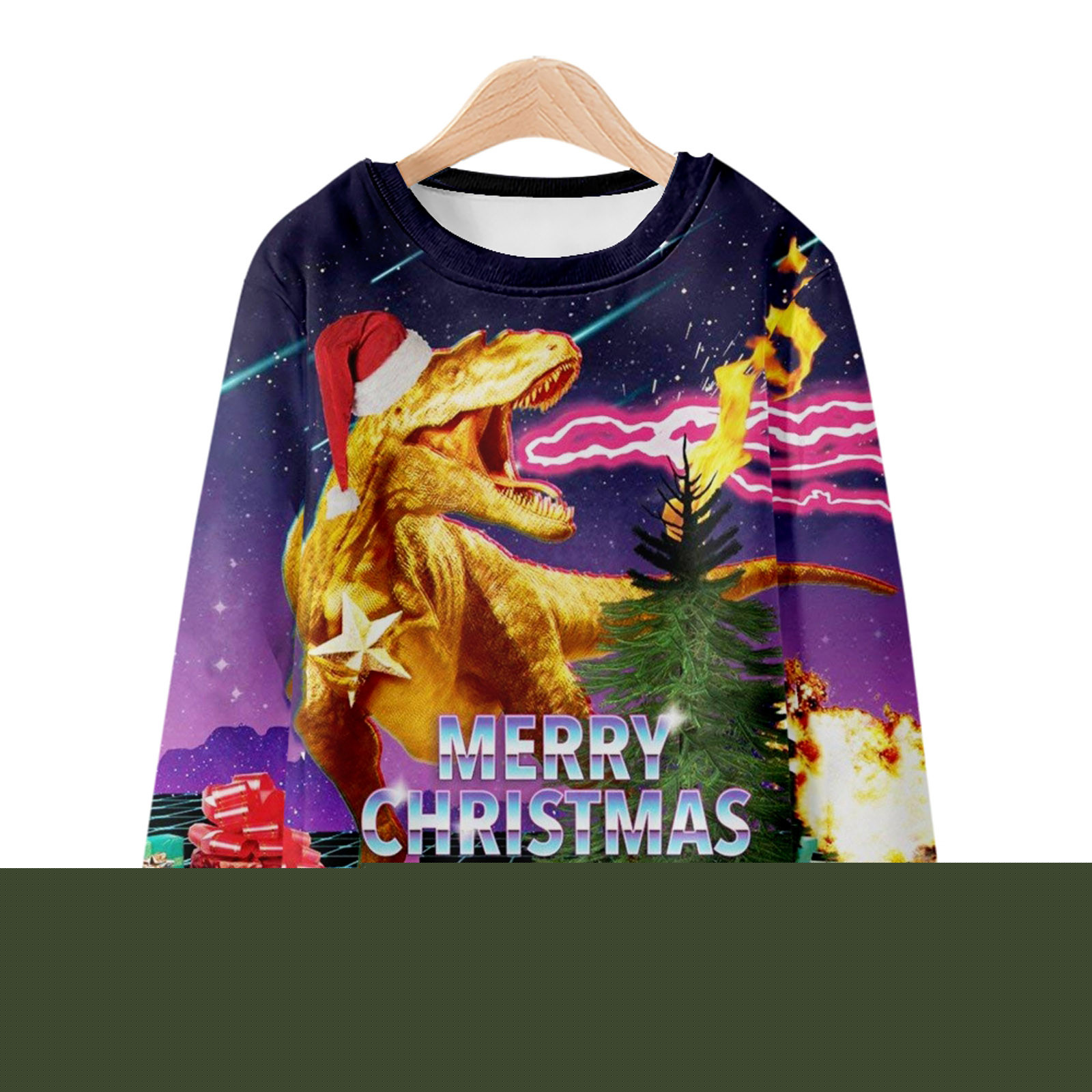 thumbnail image 2 of Pompotops Chandail de Noël Décontracté pour Hommes, Mode, Impression 3D, Manches Longues, Col Rond, Chandail, Chemise, Blouses en Solde, 2 of 5