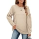 thumbnail image 1 of Sudadera de manga larga empalmada para mujer, Color puro, cuello redondo, Top informal para mujer para otoño invierno albaricoque M, 1 of 6