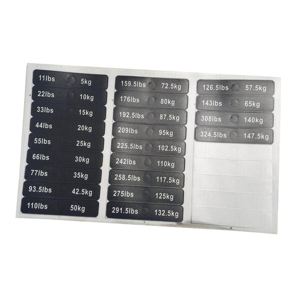 Etiquetas para pilas de pesas, pegatinas para equipos de gimnasio, pegatinas para placas de pesas para identificación de gimnasios, entrenamientos, 5 kg a 1475 kg
