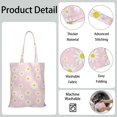 thumbnail image 5 of Vintage Daisy Print Reusable Grocery Tote Bag – Large Canvas Shopping Bag with Boho Floral Watercolor Design, Eco-Friendly & Heavy-Duty Market Tote for Women, Farmers Market, Beach, Spring & Summer, 5 of 6
