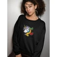 thumbnail image 2 of Cartoon Of A Unicorn Head Sweatshirt Women -Image by Shutterstock, Female XX-Large, 2 of 4