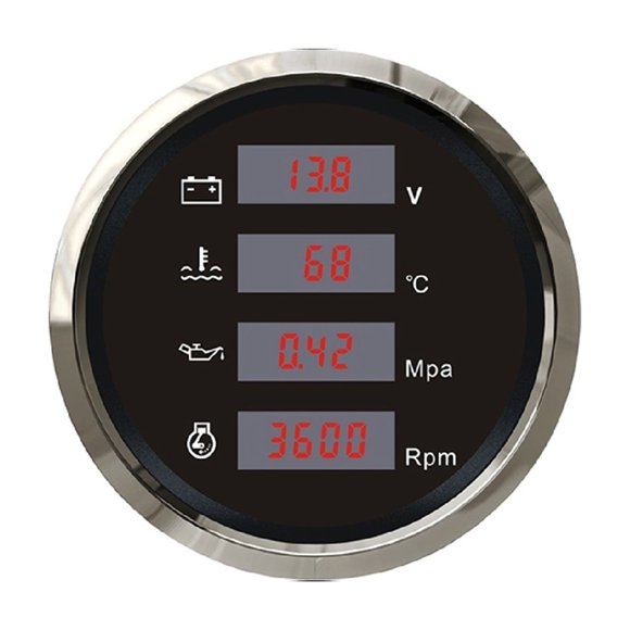 85mm Digital Gauge Oil Pressure Water Temp 25-120 Rotating Speed 8000RPM Voltage 9-32V With Red Backlight For Car Boat ,Universal Compatibility