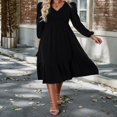 thumbnail image 2 of Long Sleeve A-Line Dress with Ruffled Hem for Women Maternity, 2 of 8