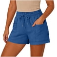 thumbnail image 2 of Womens Shorts Summer Casual Loose Elastic Waist Drawstring Comfy Lightweight Beach Shorts with Pockets, 2 of 7