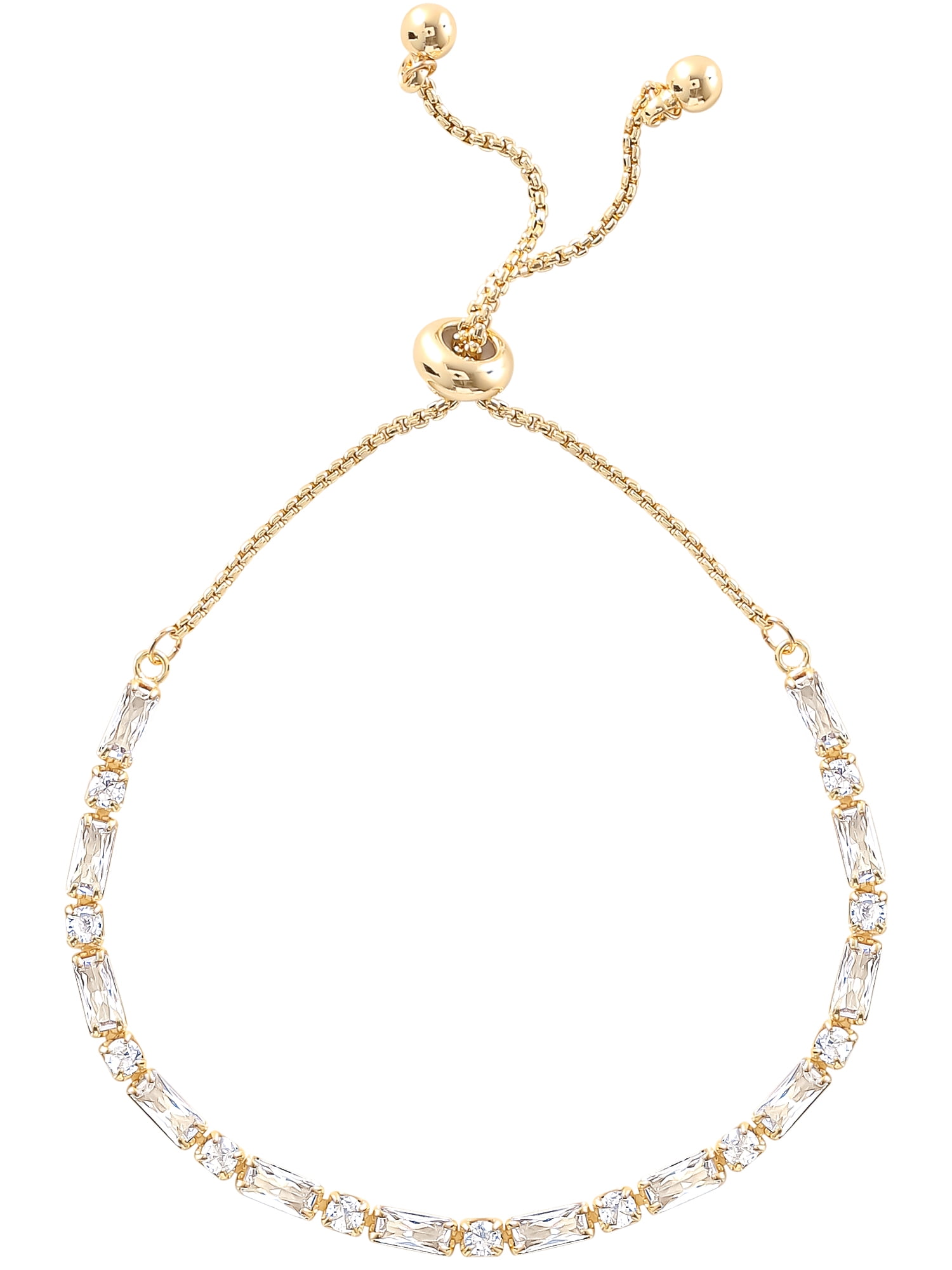 Believe by Brilliance Women's 14kt Gold Flash Plated Cubic Zirconia Adjustable Bracelet Set, 2
